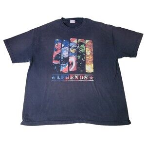 Y2K Marvel Legends T-Shirt Size XL Black Graphic‎ Tee Superheros Spiderman Hulk